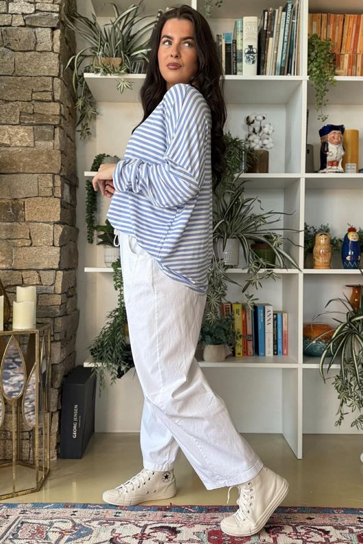  Perfect Breton V Long Sleeve Top Light Denim /23